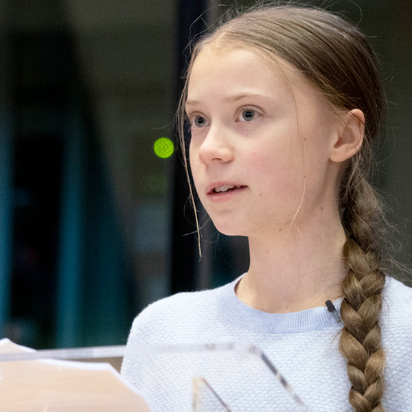 Greta Thunberg speaking at an event